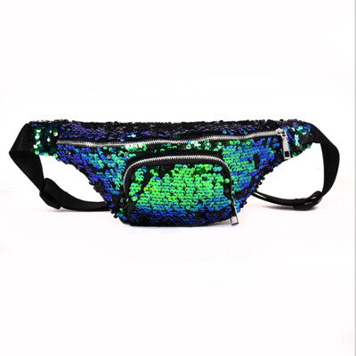 

2018 New Style Fashion Women Travel Waist Fanny Pack Holiday Solid Belt Zipper Sequined Waist Pags