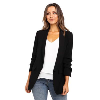 

Women Temperament Short Section Slimming Coat Long Sleeve Lapel Small Suit Jacket Versatile Outwear