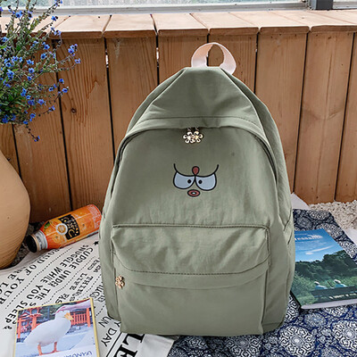 

Fashion Women Nylon Solid Color Capacity Student Backpack Travel Couple Bag
