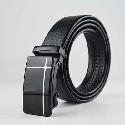 

New Men belt high quality solid color PU leather Alloy Automatic buckle belt youth Men Business casual belt