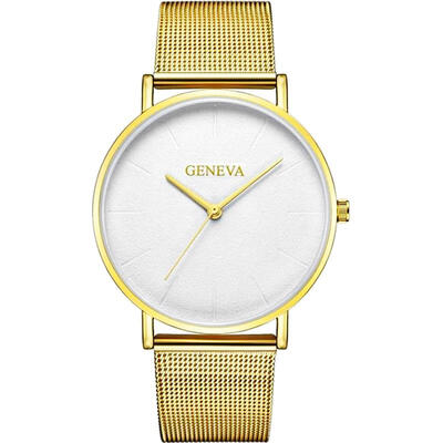 

GENEVA mesh band mens watch new design minimalist male clock stainless steel quartz wristwatch luxury business black watches