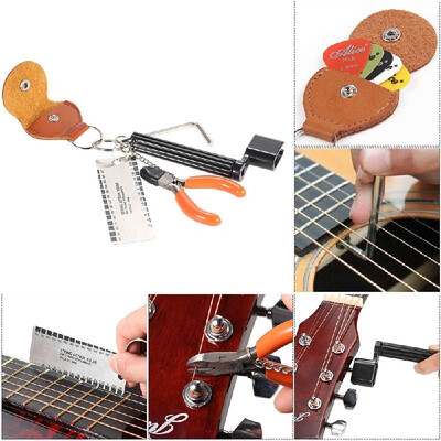 

5-in-1 Guitar Accessories Kit Tool Set Setup String Winder Bridge Pin Peg Puller String Action Gauge Ruler Measuring Luthier