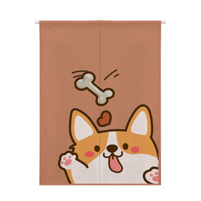 

Cartoon Animal Printed Cotton And Linen Japanese Style Doorway Curtain Hanging Tapestry For Home Decoration