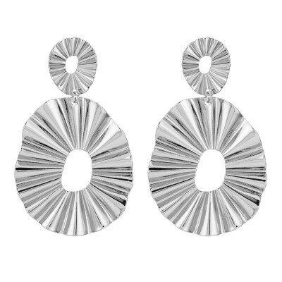 

EK2163 Unique Bohemia Irregular Folded Dangle Drop Earrings Women Big Leaf Oval Punk Metal Brincos Statement Jewelry Party Rock