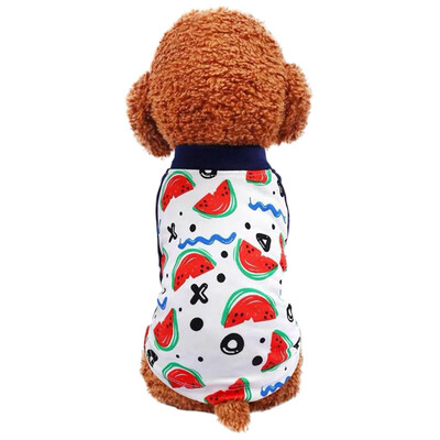 

Teddy Bomei Summer Cool Lovers Couple Pet Short Sleeve Casual Pet Summer Cool Vest Wavy Watermelon Lightweight Comfortable