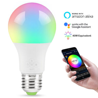 

E27 WiFi Smart Light Bulb Dimmable Multicolor Wake-Up Lights RGBWW LED Lamp Compatible for Alexa & Google Assist