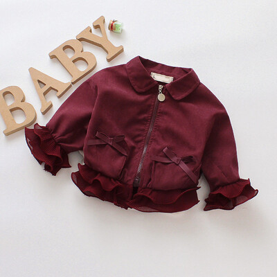

Toddler Kids Girls Lace Sleeve Autumn Winter Warm Zipper Coat Outerwear 0-4T