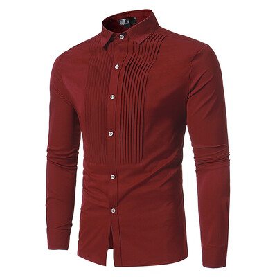 

Front Pleated Casual Long Sleeve Shirt