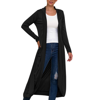

2019 Autumn And Winter Solid Color Long Section Slim Long-sleeved Cardigan Commuter Fashion Coat Army Green