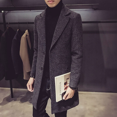 

ZHUO DENG NU Mens Medium Long Trench Coat Korean Edition Loose