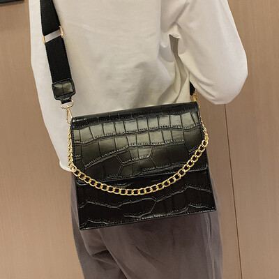 

Ins super fire stone pattern contrast bag female 2019 new fashion wild simple shoulder Messenger bag small square bag