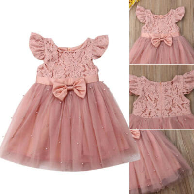 

Summer Kids Baby Girls Pageant Princess Lace Bowknot Tulle Tutu Dress Clothes