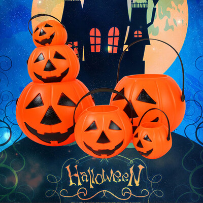 

Green Halloween Portable Pumpkin Bucket Light Sugar Bag Candy Bucket Mini Small 12 Pack