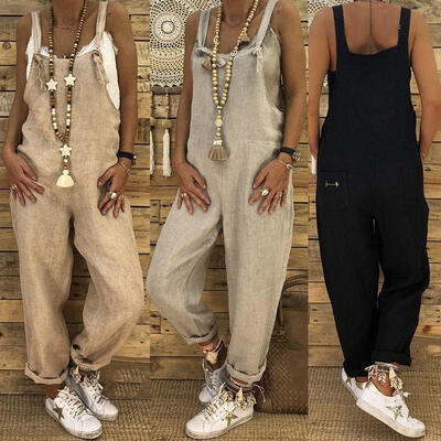 

Fashion Women Sleeveless Dungarees Overall Long Playsuit Jumpsuit Romper Pants Trousers