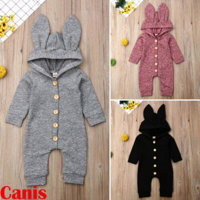 

Newborn Baby Girl Boy 3D Ears Hooded Romper Bodysuit Jumpsuit Outfits Clothes