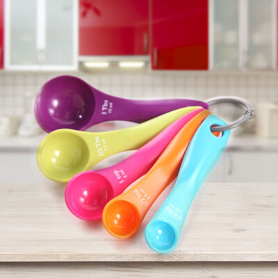 

Measuring Spoons Durable Plastic Set Of 5 Kitchen Tools Multicolor