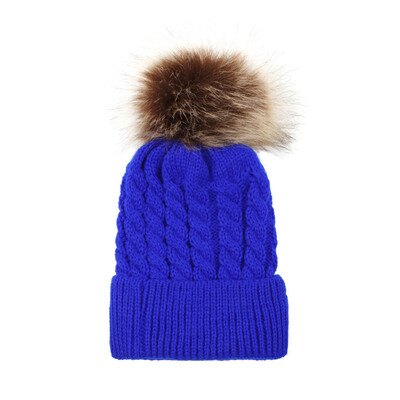 

Winter Warm Women Knitted Crochet Wool Hat Hair Ball Earmuffs Caps Infant Toddler Kid Cute Hairball Beanie Cap