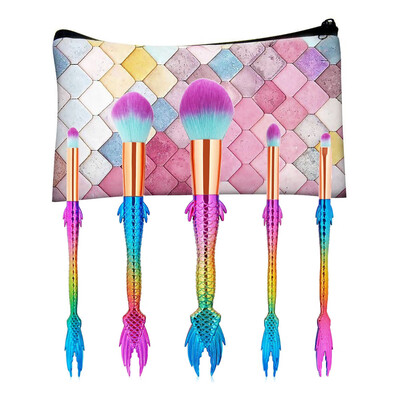 

〖Follure〗New Arrival 5Pc Mermaid Foundation Eyeshadow Contour Eye Lip Makeup Brushes Set