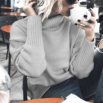 

〖Follure〗Women Turtleneck Pullover long Sleeve Solid Color Loose Knitted Sweater Tops