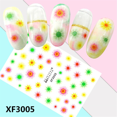 

Toponeto Fresh Style Flower Print 3D Nail Art Stickers Manicure Adhesive Transfer Decals