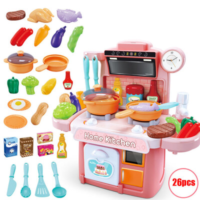 

Gobestart 26PcsSet Simulation Kitchen Toy Dinnerware Childrens Pretend Role Play Toys