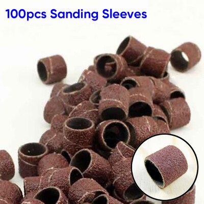 

100pcs Grit 60 Sanding Sleeves Bands Abrasive Spiral Roll Drum Rotary Tool