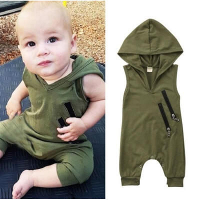 

Sleeveless Newborn Baby Boys Girls Casual Hooded Romper Jumpsuit Outfit Clothes