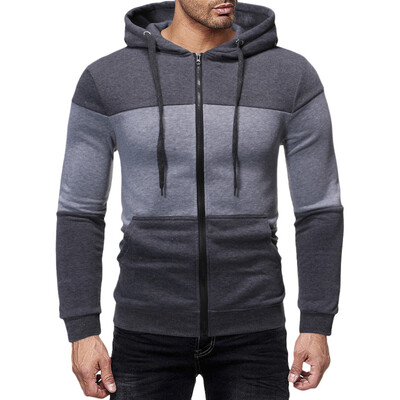 

Toponeto Men Autum Winter Long Sleeve Hooded Sweatshirt Patchwork Outwear Tops Blouse