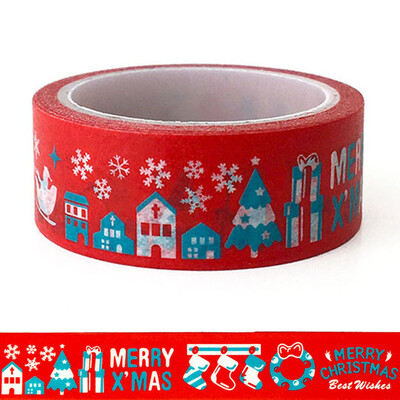

Siaonvr Christmas Washi Tape Christmas Deer Pattern Wrap Blue Red Colored Washi Tape