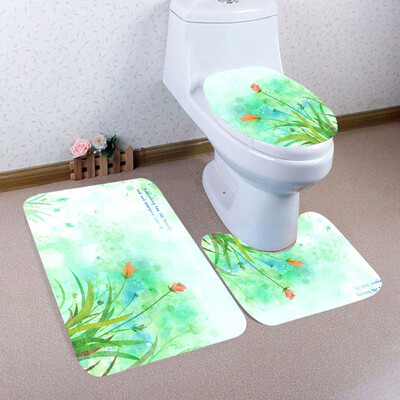 

〖Follure〗3PCS Christmas Bathroom Non-Slip Pedestal Rug Lid Toilet Cover Bath Mat Set