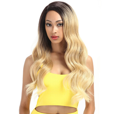 

Noble Hair Lace Front ombre blonde Wig 28 inch Long wavy african american Synthetic Wigs