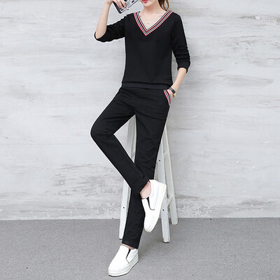 

2018 Women Fashion loose large size long sleeve casual wear student two-piece hoodies women fitness clothing
