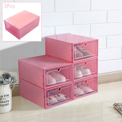

Gobestart Foldable Shoe Box Storage Plastic Transparent Case Stackable Organizer 3Pcs