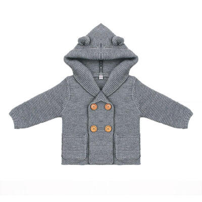 

Baby Boy Knitting Cardigan Winter Solid Sweaters Long Sleeve Hooded Coat