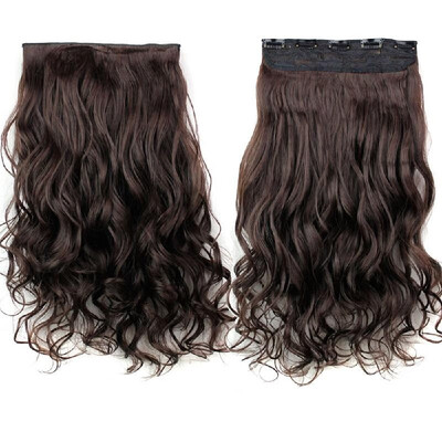 

5 Clips 34 Full Head Long Curly Wavy Wig Clip In Natural Synthetic Hair Extensions Hairpieces 18 Inches Blonde Black for Women La