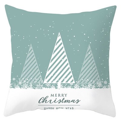 

New Christmas Blue Snow Scene Golden Snowflake Pillow Case Waist Throw Cushion Cover Home Decor Xmas Decor