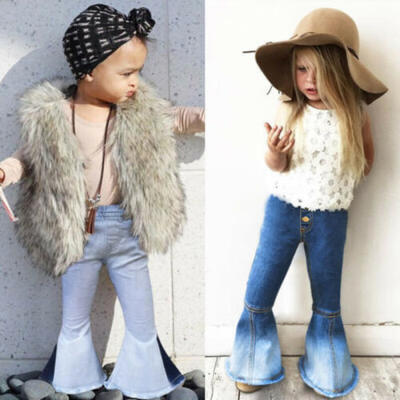 

Fashion Toddler Kids Baby Girls Bell-Bottoms Pants Denim Wide Leg Jeans Trousers