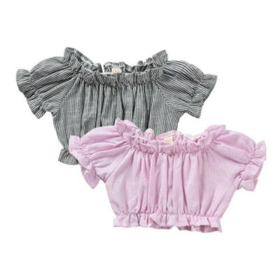 

Toddler Kids Baby Girl Clothes Summer Off Shoulder Tops T-shirt Crop Tank Tee US