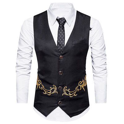 

Men Business Suit Vest Button Sleeveless Slim Fit Skinny Wedding Waistcoat
