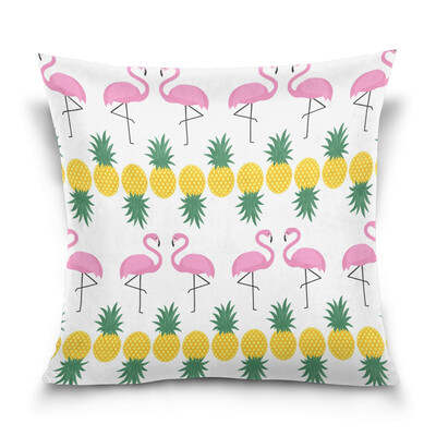 

ALAZA Throw Pillow Cover 16 X 16 inch Christmas Gift Cushion Cover with Flamingos With Pineapples Printed Pillowcase