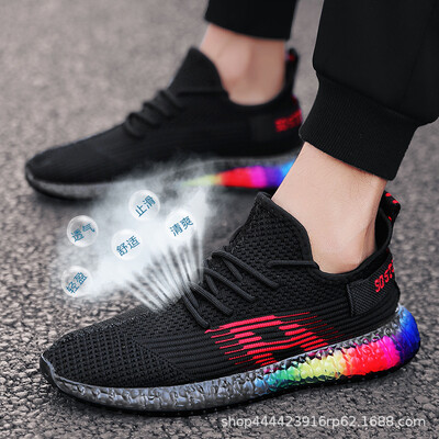 

Fashion mens shoes trend mens sports shoes mesh breathable flying woven shoes men