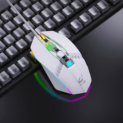 

RGB Mechanical Mouse Wire Game Mouse Four Color Breathing Game Mouse V2 White