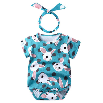 

Newborn Infant Baby Girls Cartoon Rabbit Print Romper Bodysuits Playsuit
