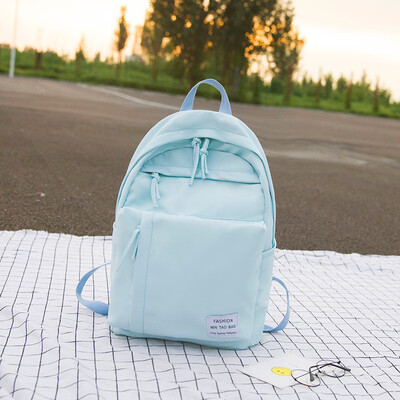 

Large Capacity Solid Color Waterproof Nylon Casual Backpack School Bag