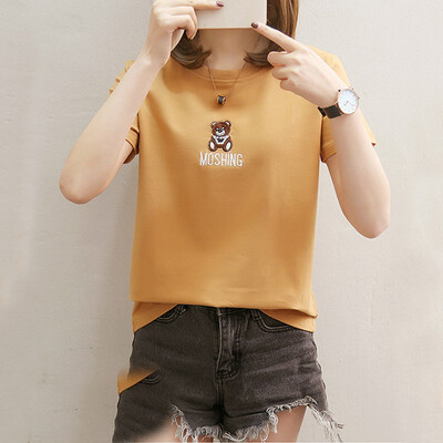 

Clothes female summer t-shirt female student loose cartoon embroidered shirt short-sleeved female half sleeve