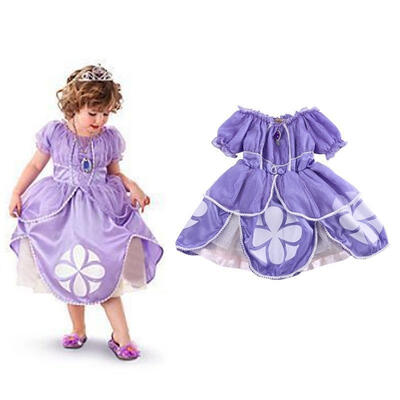 

Bling Baby Girls Kids Purple Costume Princess Party Fancy Dress 2-7Years