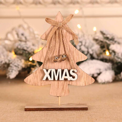 

Siaonvr Wooden Mini Christmas Tree Desktop Ornaments Merry Christmas Party Decor
