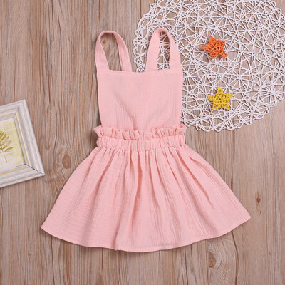 

Infant Toddler Baby Girls Solid Strap Backless Princess Sundresses Outfits