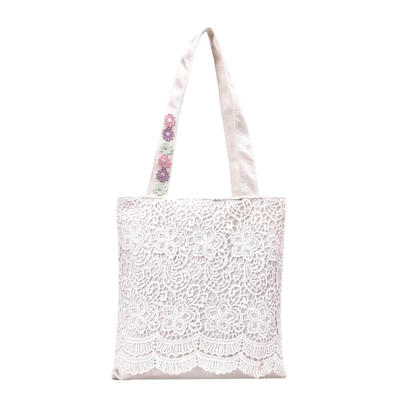 

Canvas Lace Flower Shoulder Handbags Women Shopping Totes Top-handle Bags