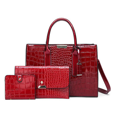 

3pcsSet Crocodile Pattern PU Leather Women Shoulder Handbags Purse Totes